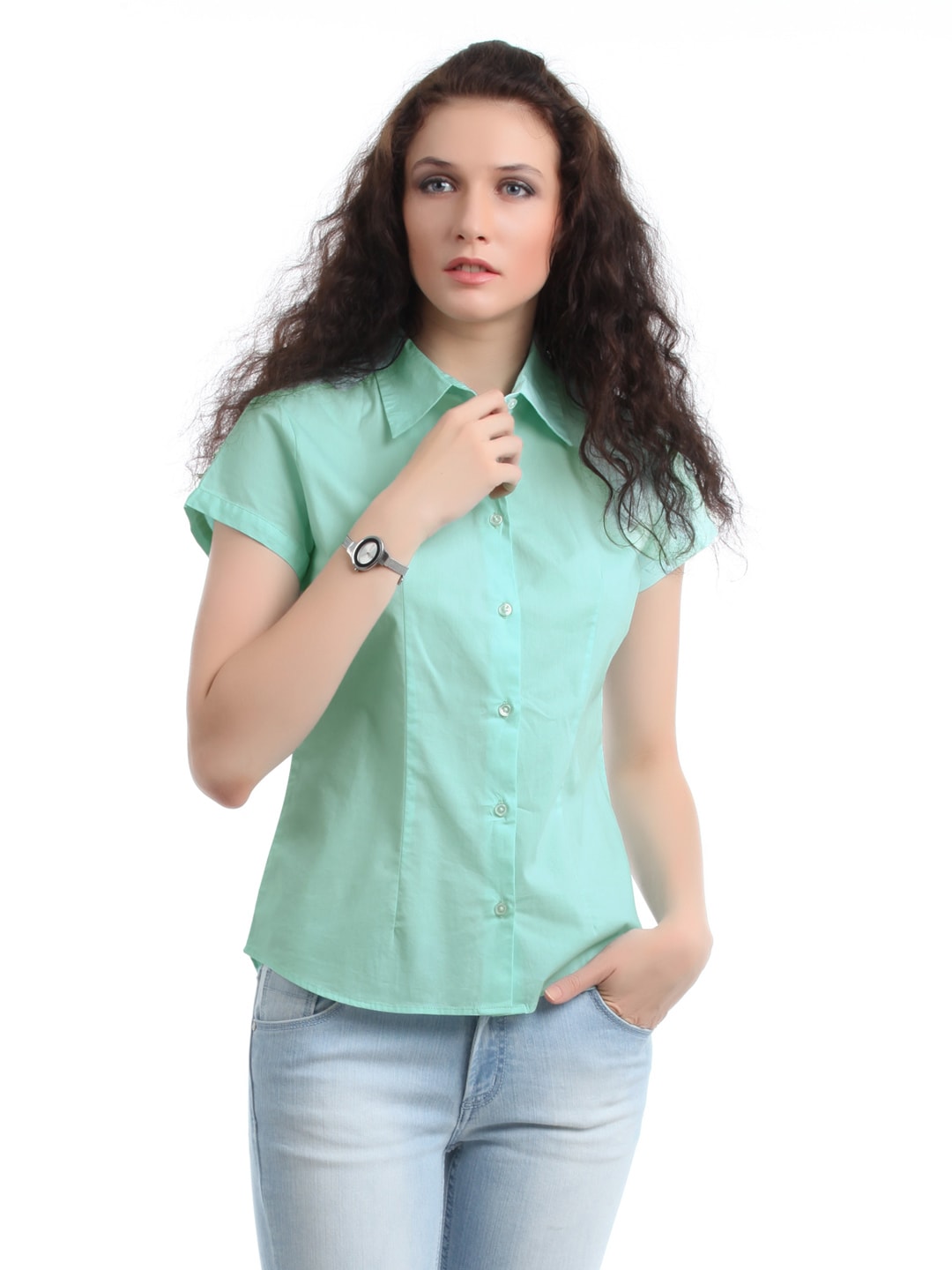 Myntra Women Light Blue Shirt