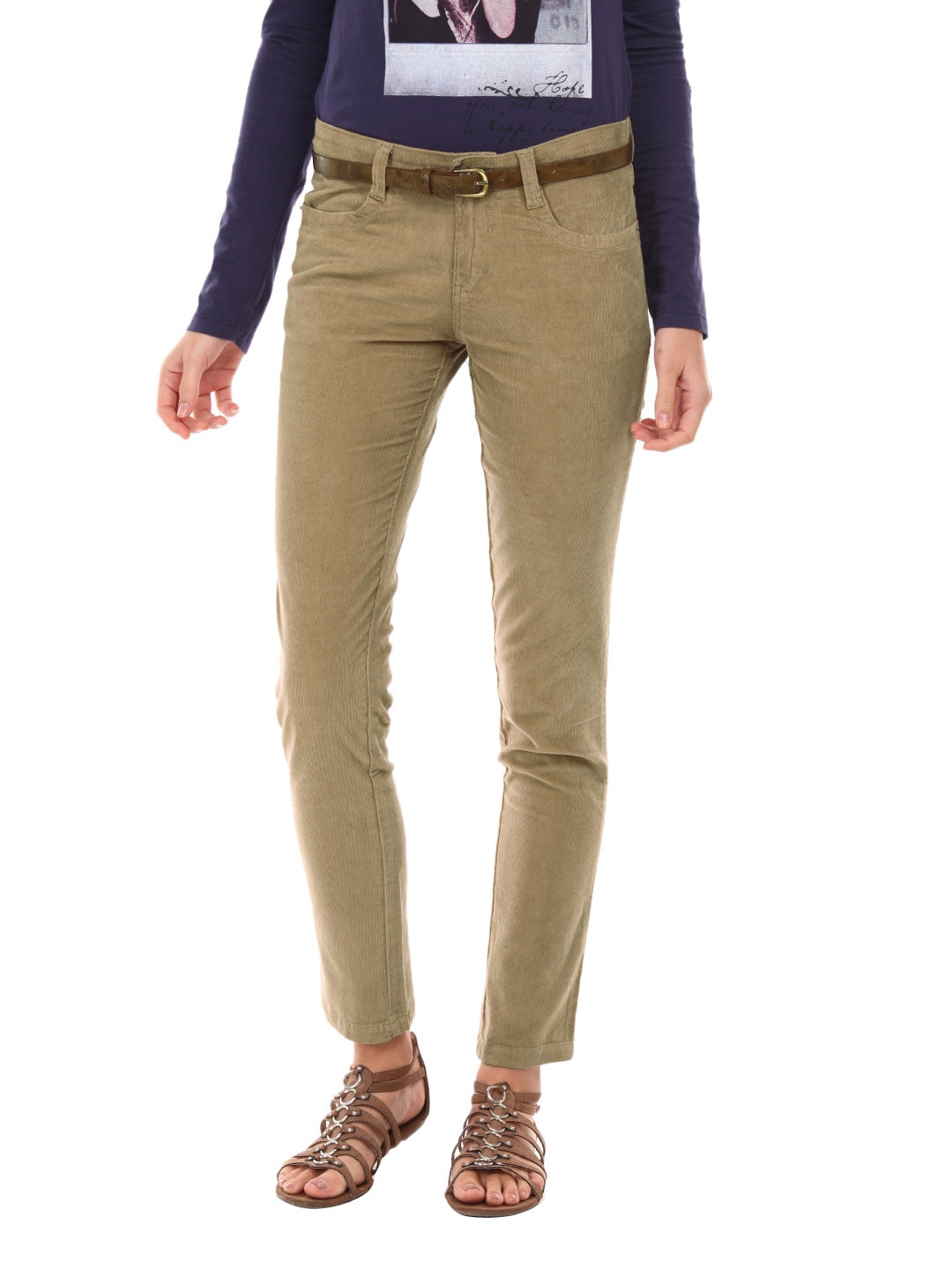 Kraus Jeans Women Brown Corduroy Trousers