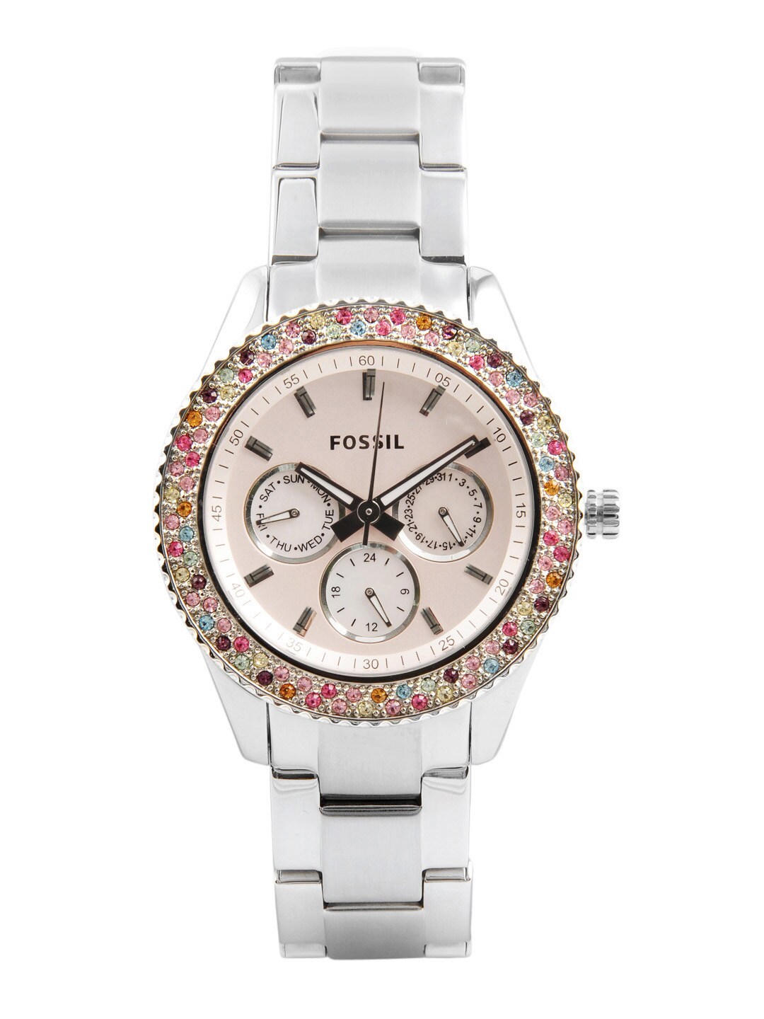 Fossil Women Pink Dial Chronograph Watch ES3050