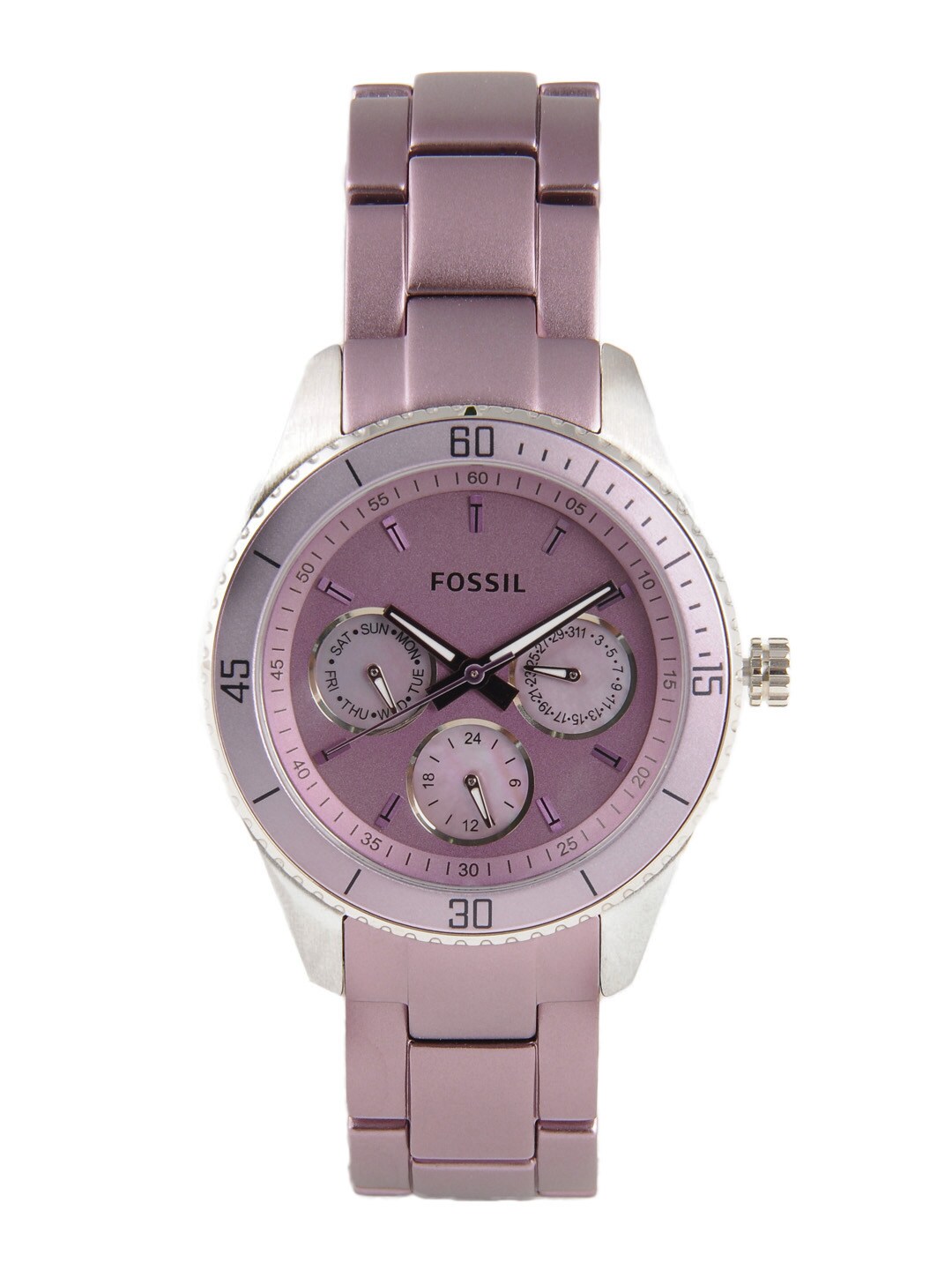 Fossil Women Purple Dial Chronograph Watch ES3038