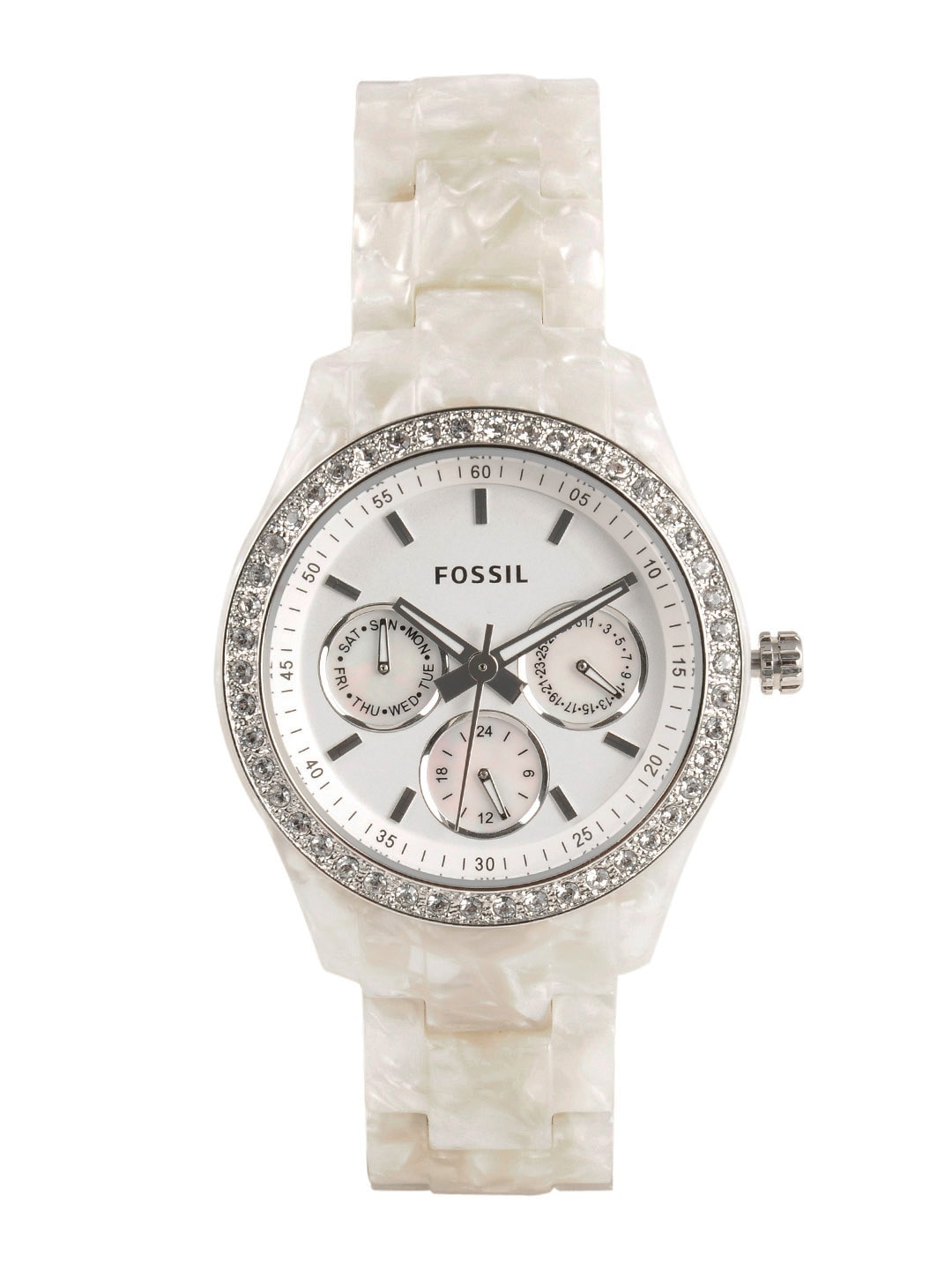 Fossil Women White Dial Chronograph Watch ES2790