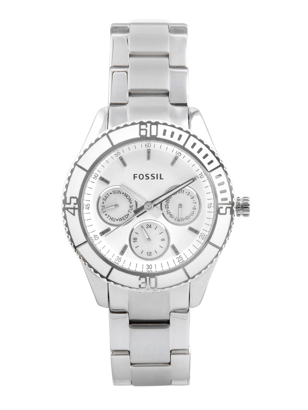 Fossil Women White Dial Chronograph Watch ES2783