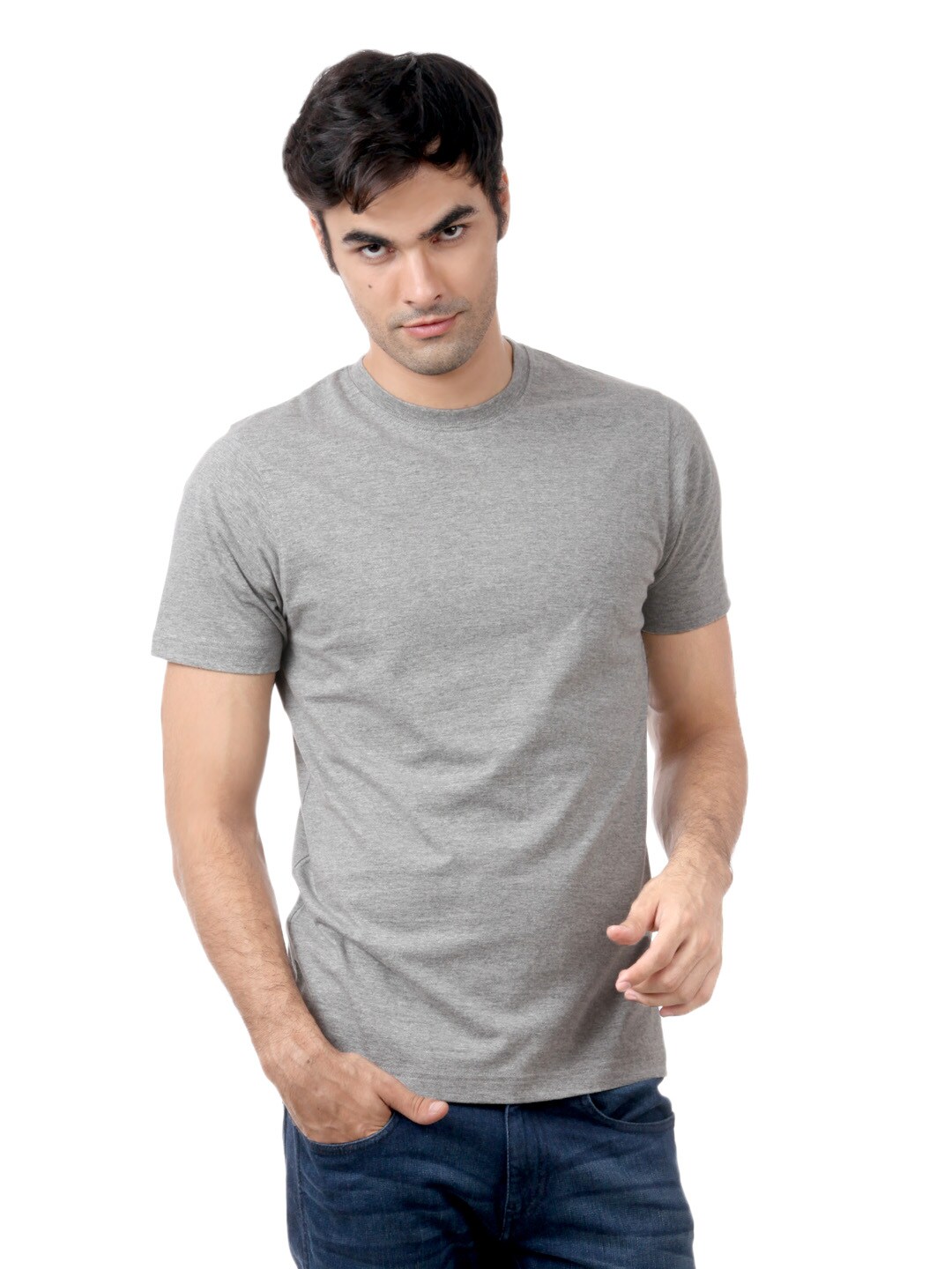 Myntra Men Grey Melange T-shirt