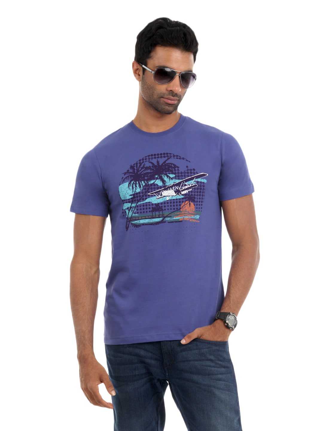 Myntra Men Purple Printed T-shirt
