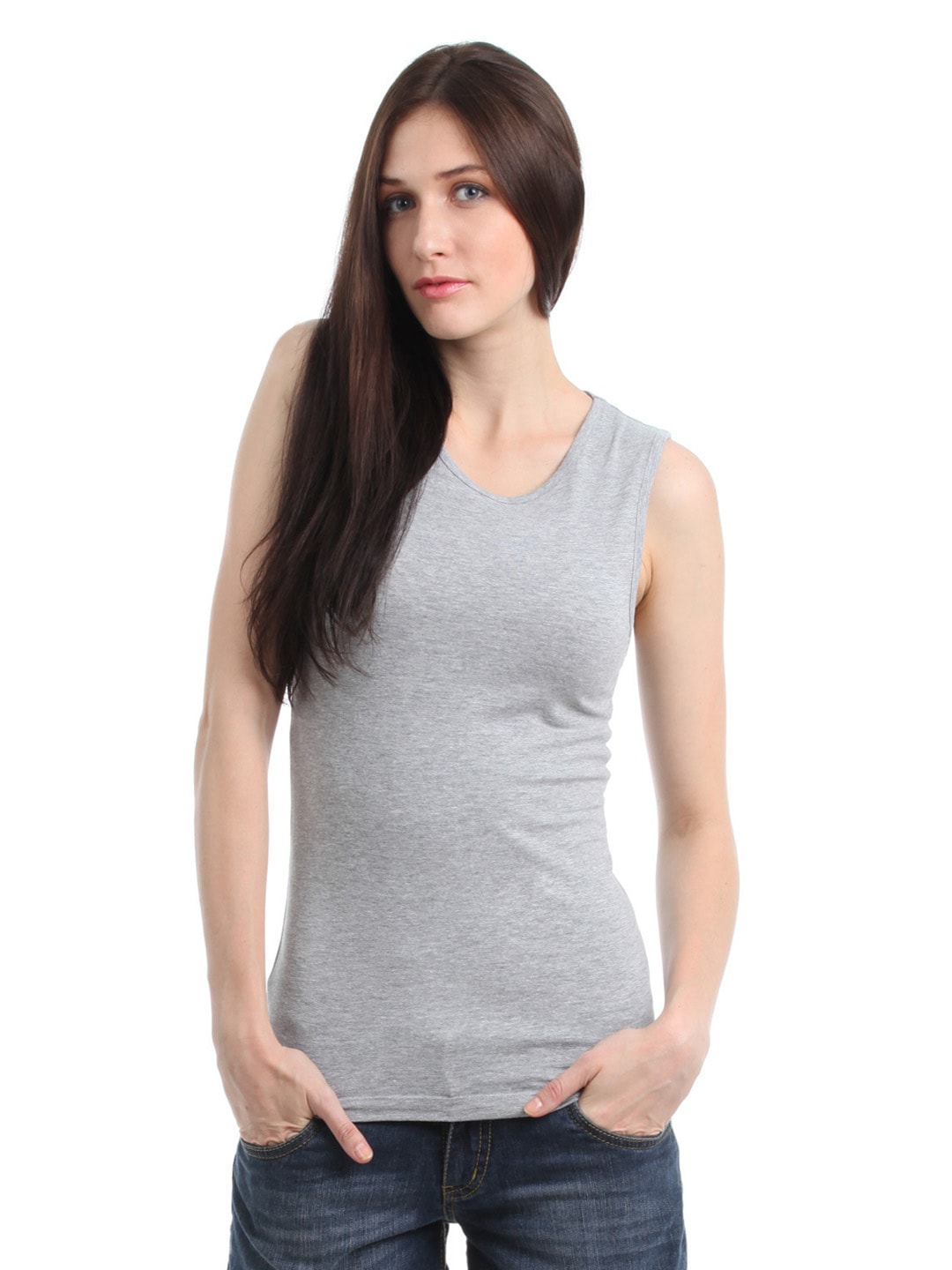 Myntra Women Grey Melange Top