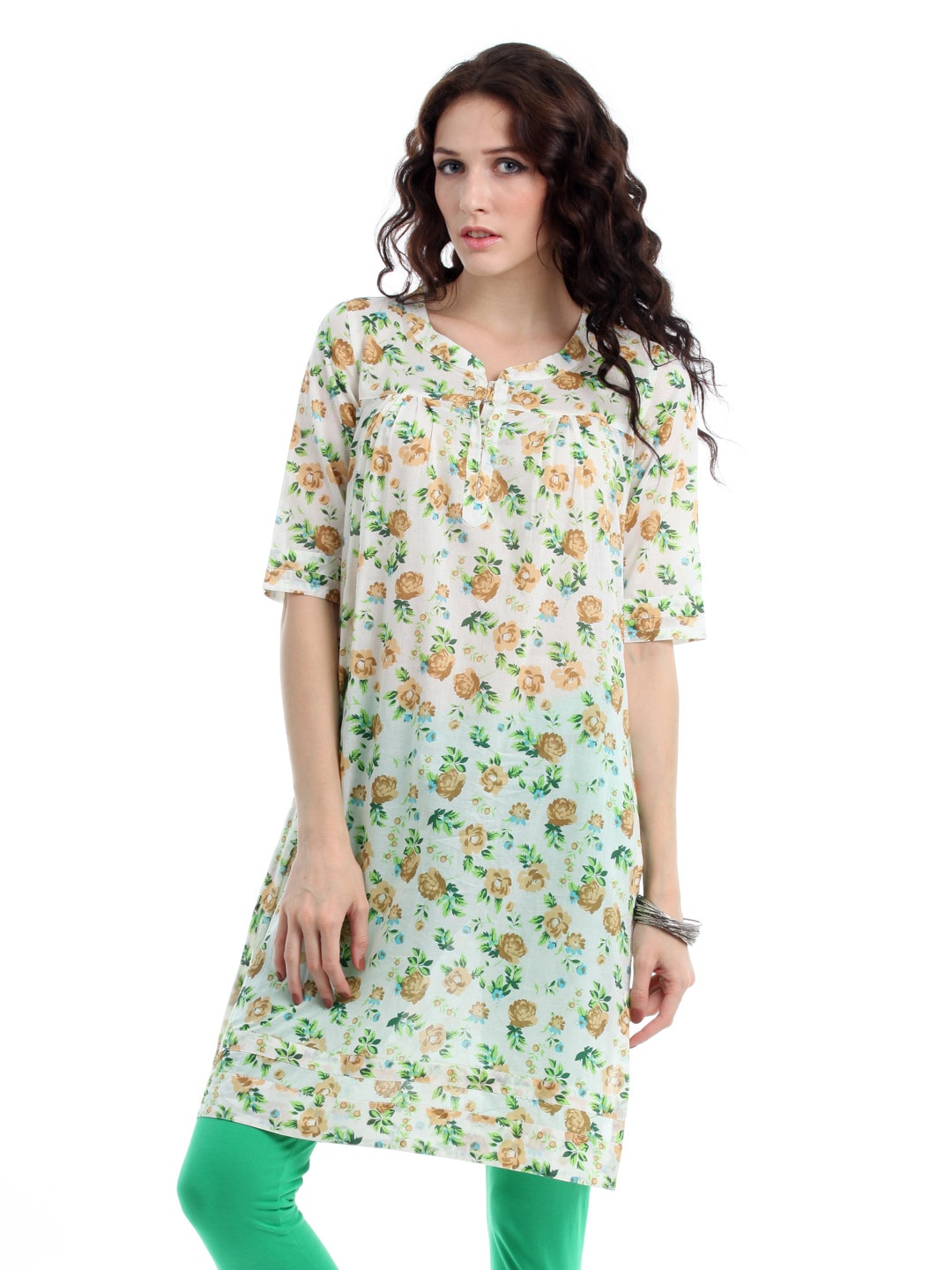 Myntra Women Cream Printed Kurta