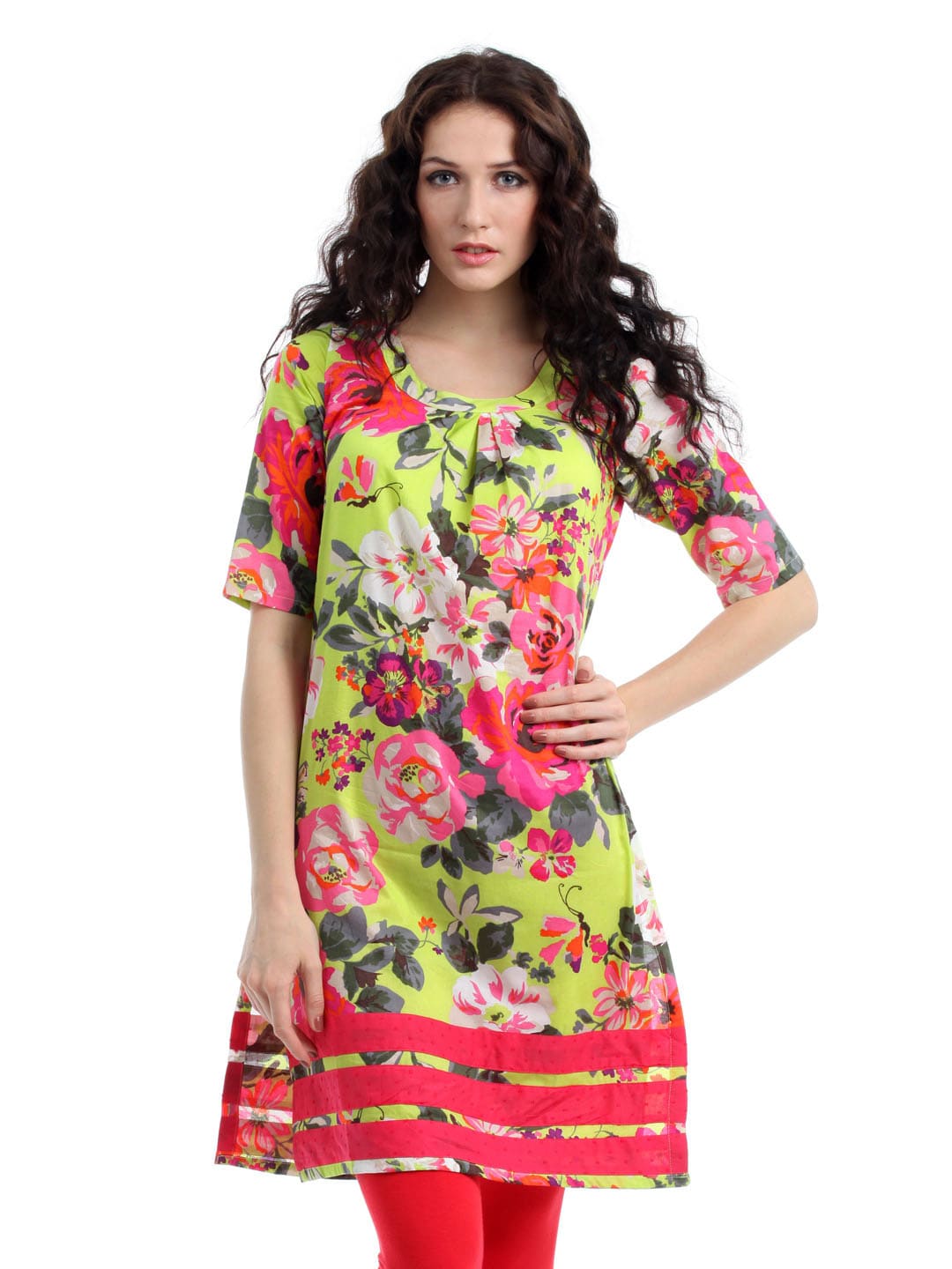 Myntra Women Green Printed Kurta