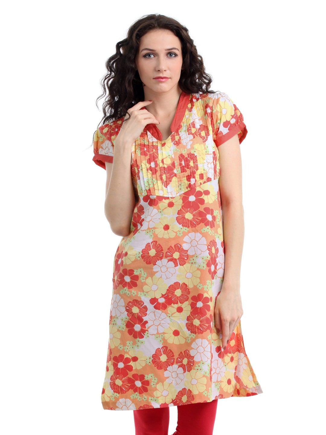 Myntra Women Orange Printed Kurta