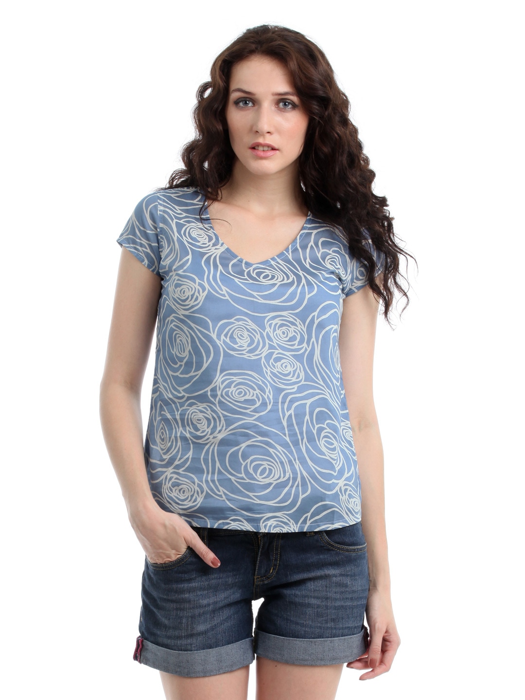 Myntra Women Blue Printed Top