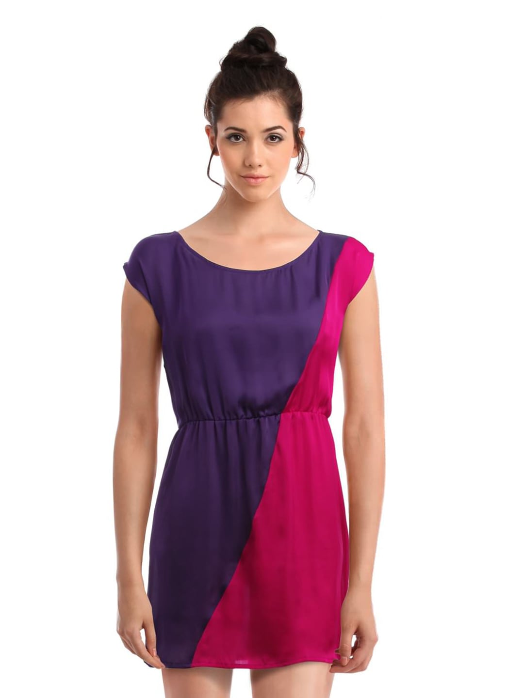 Femella Women Purple Color Block Dress