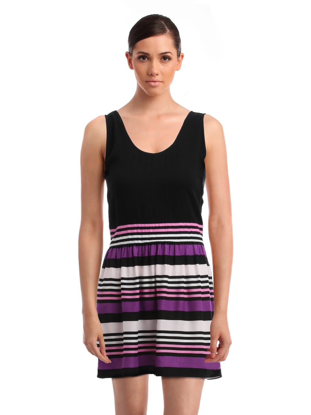 Femella Women Black Striped Tank Dress