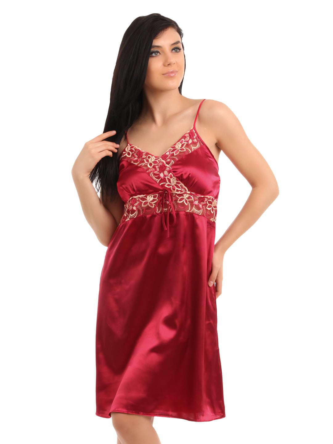 Red Rose Women Maroon Nightdress