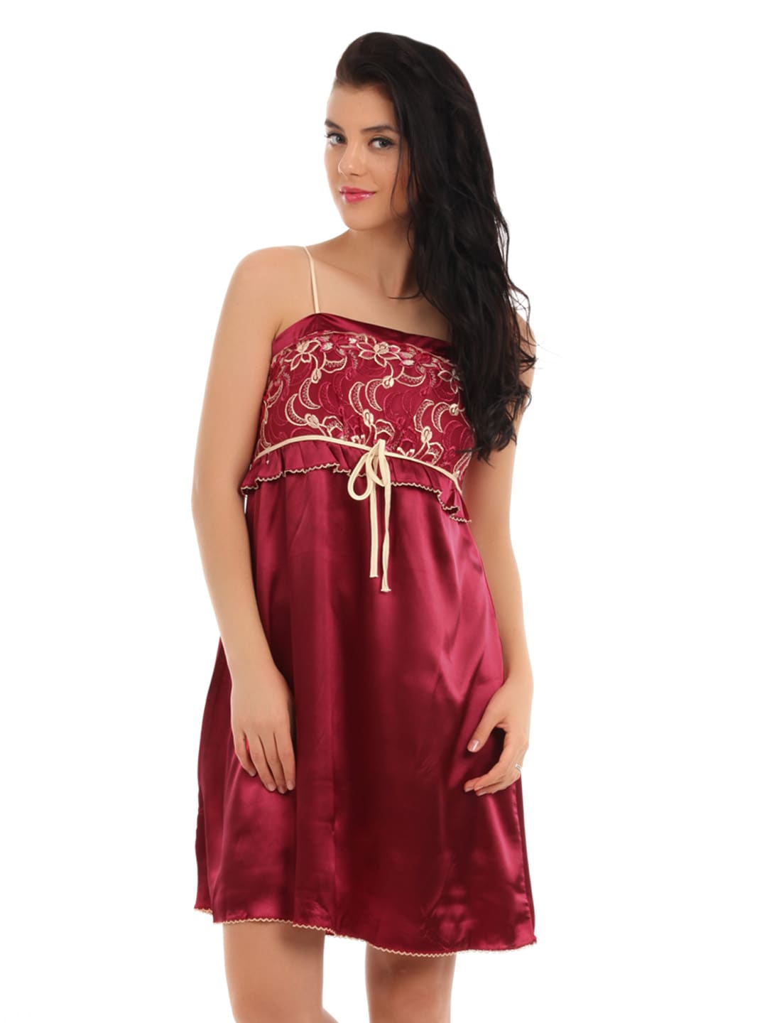 Red Rose Maroon Nightdress