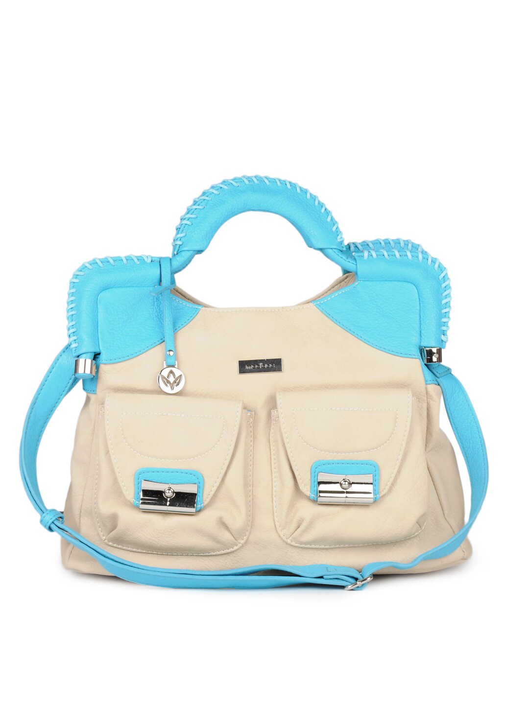 Mod'acc Women Blue & Cream Handbag
