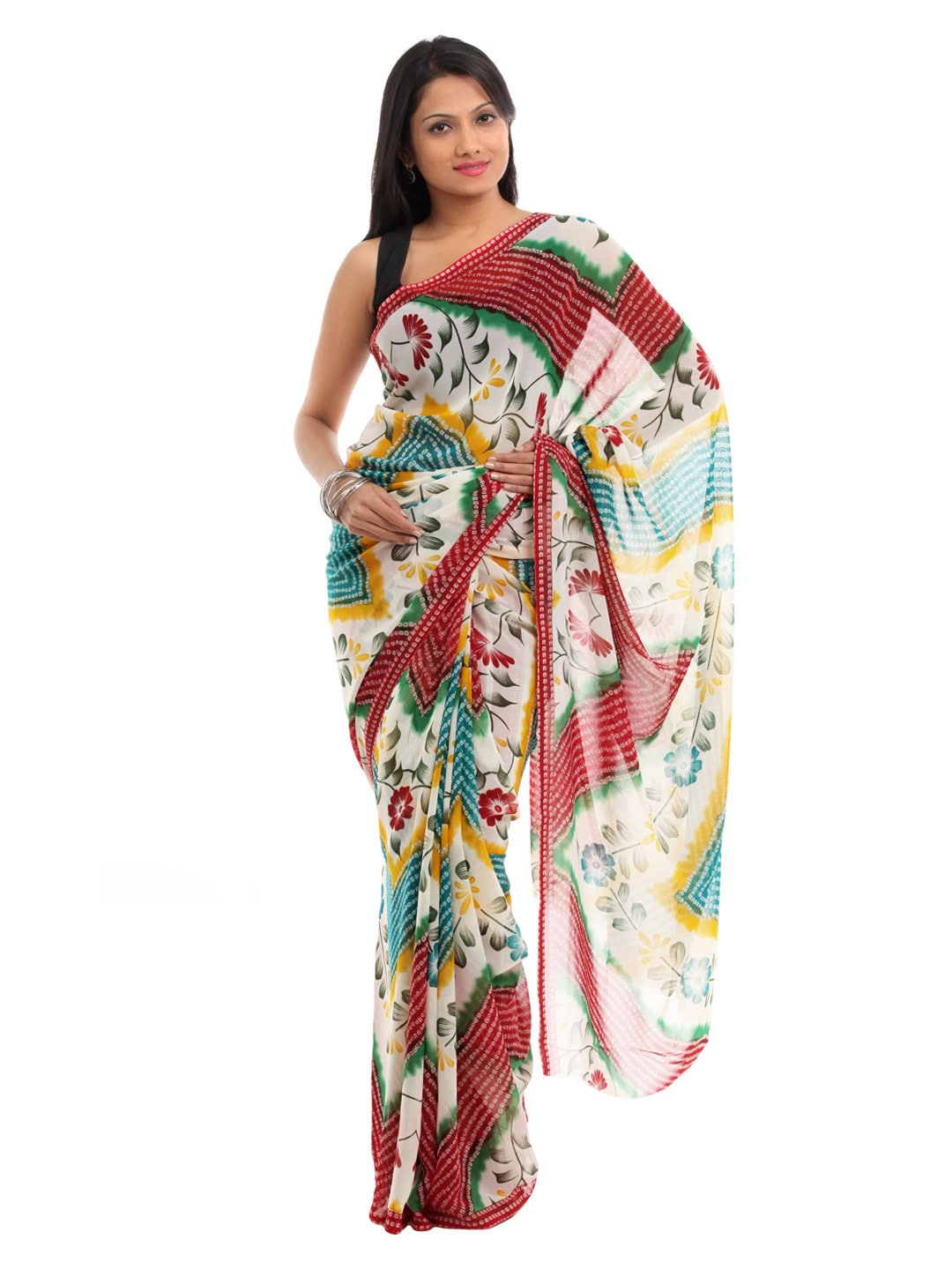 FNF Multi Coloured Printed Sari