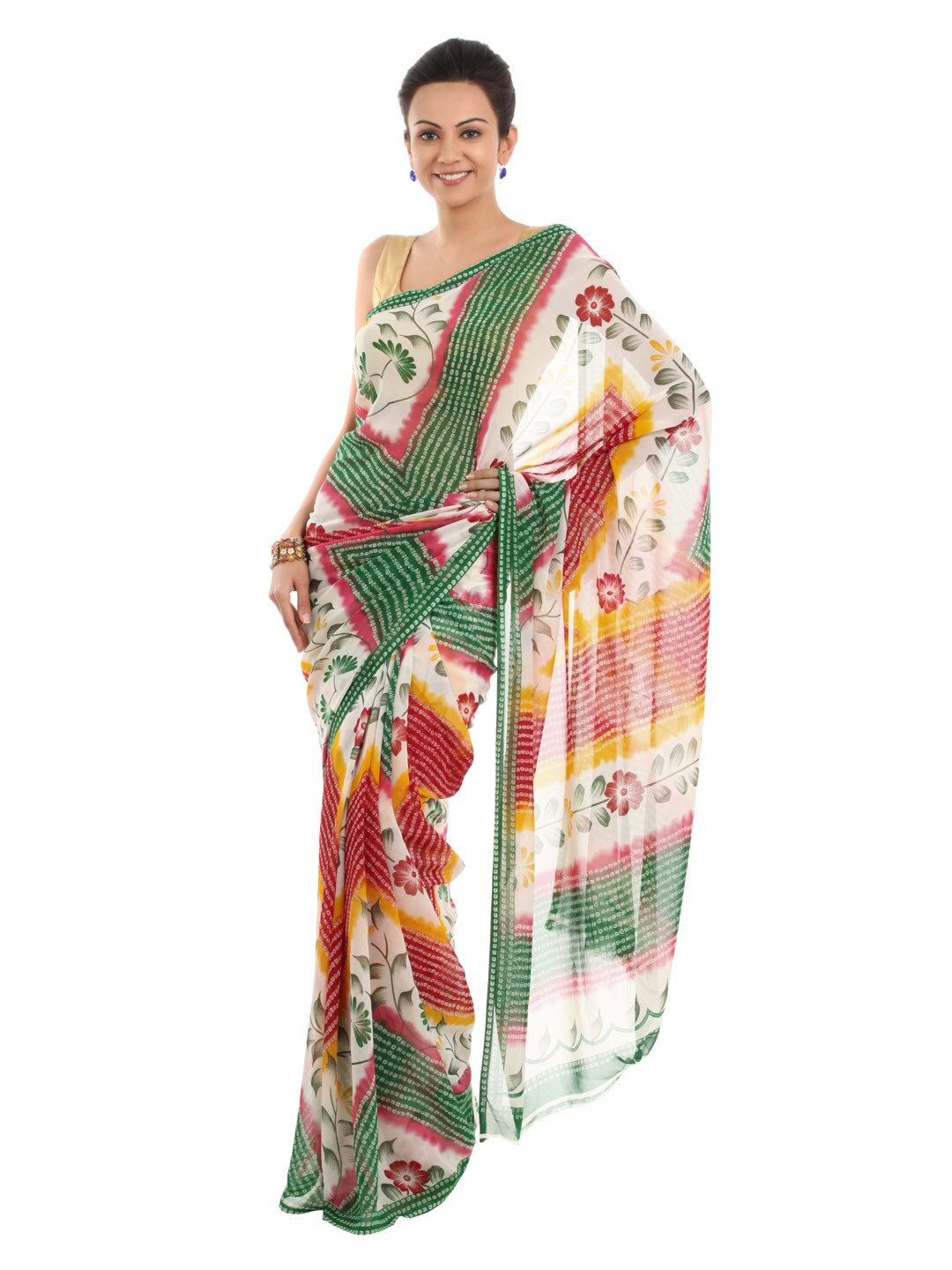 FNF Multi Coloured Printed Sari