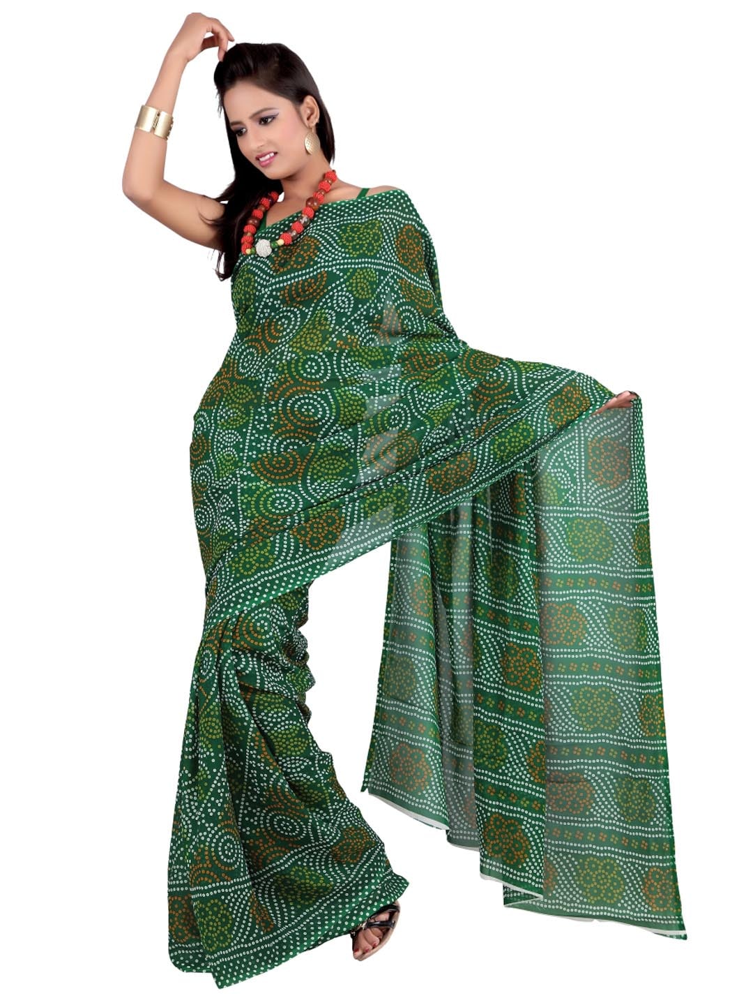 FNF Printed Green Sari