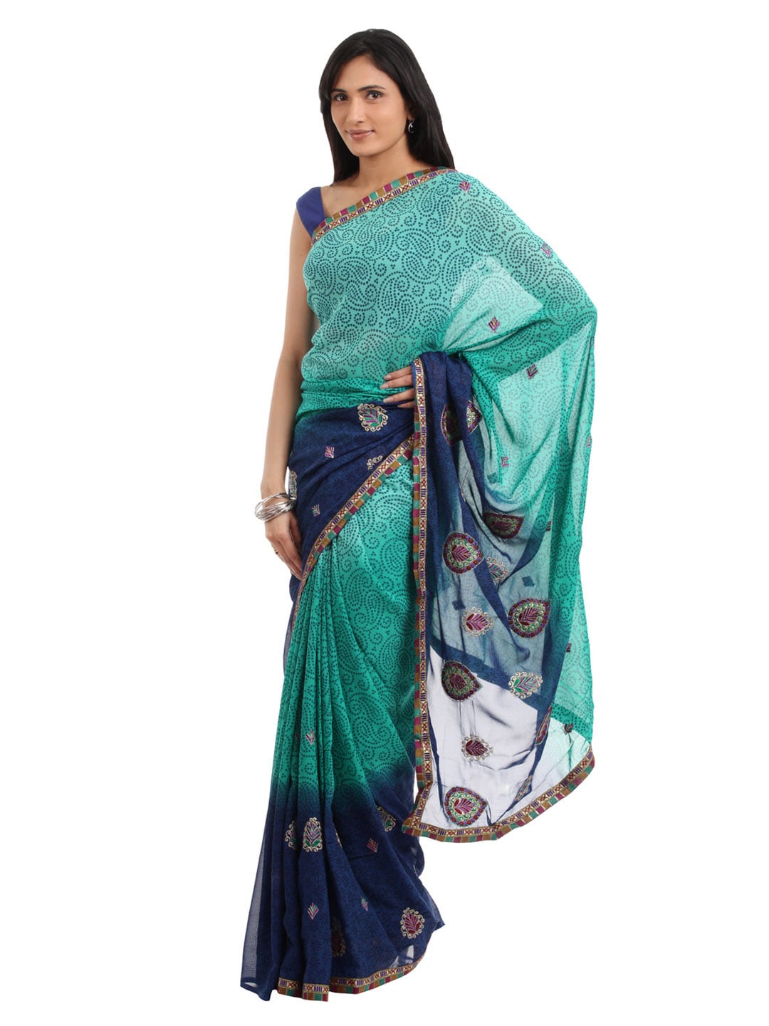 FNF Blue Printed Sari
