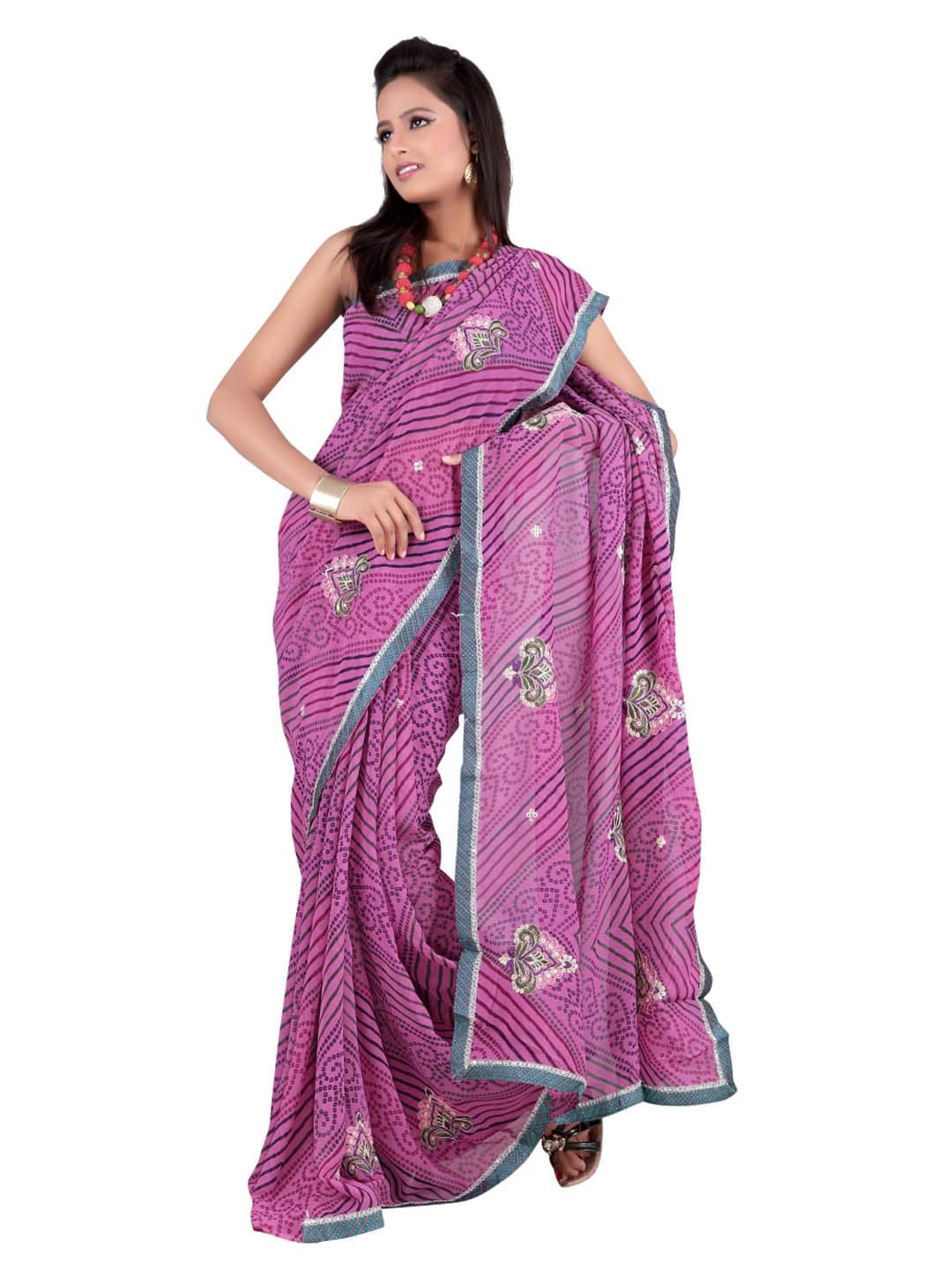 FNF Pink Printed Sari