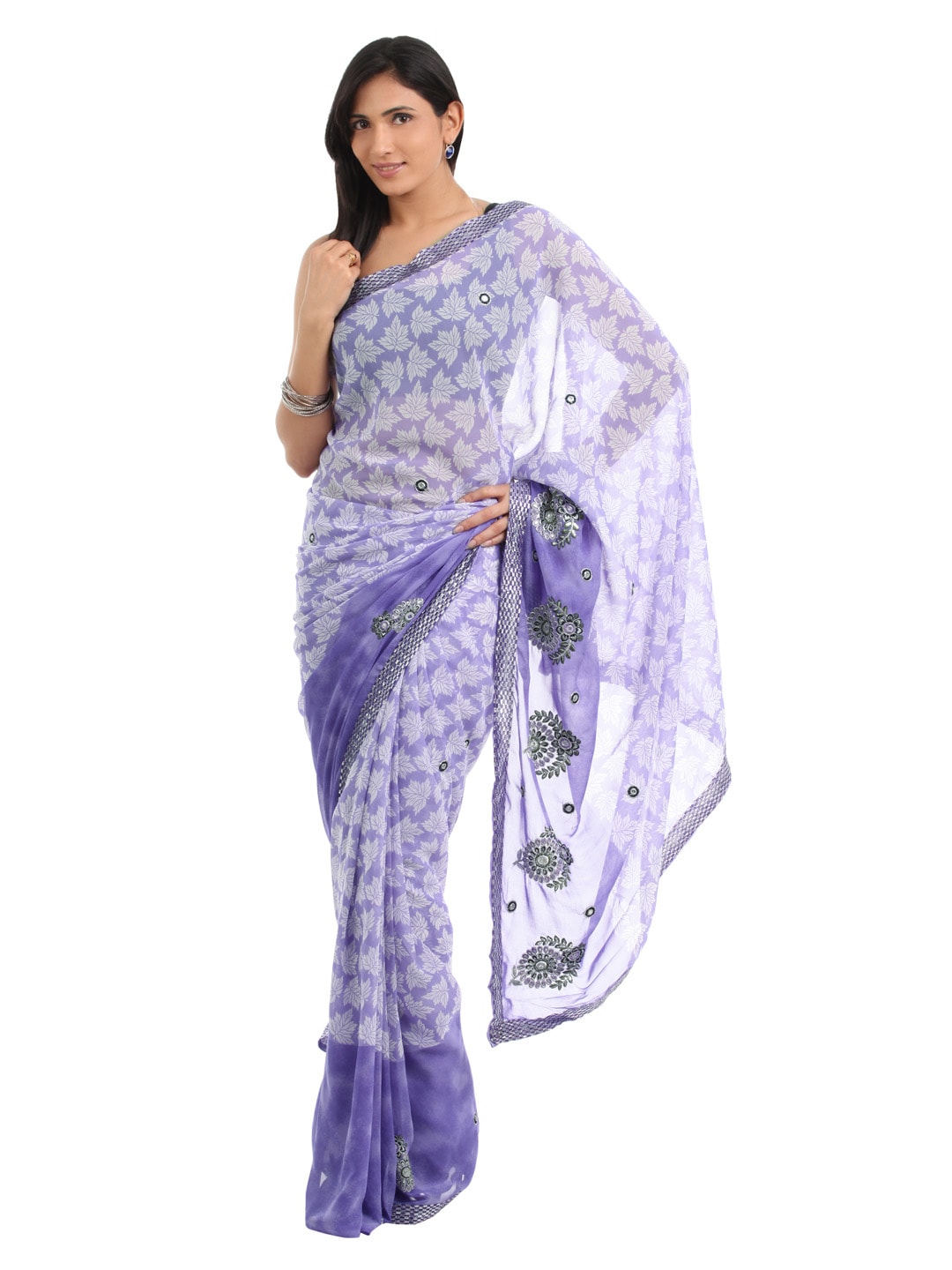 FNF Purple Printed Sari