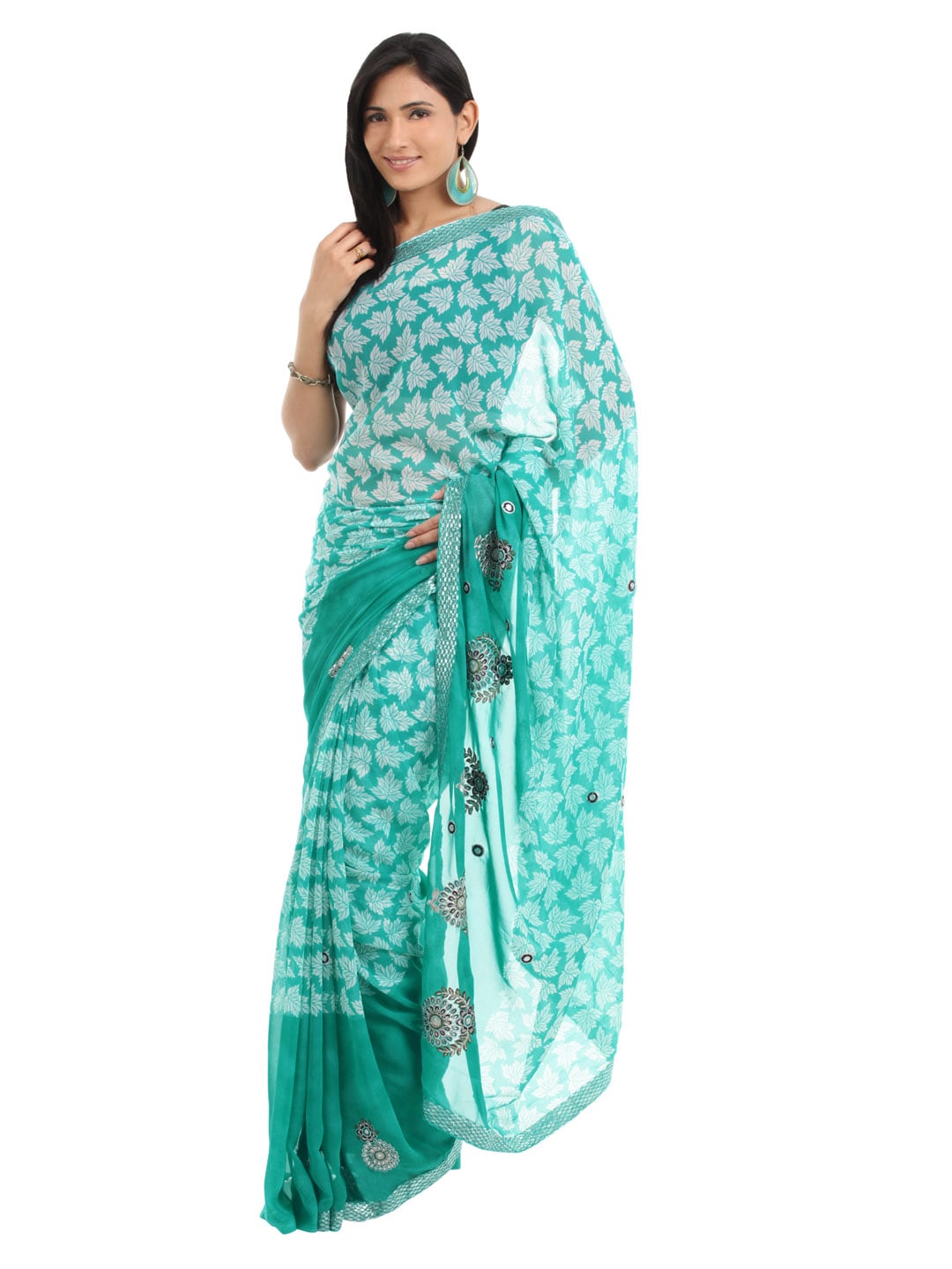 FNF Blue Printed Sari