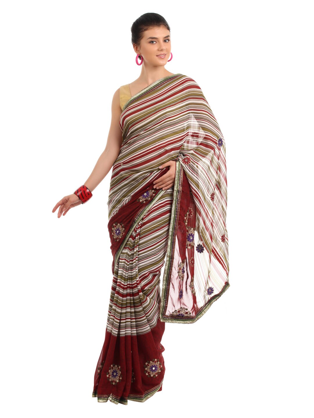 FNF Multi Coloured Printed Sari