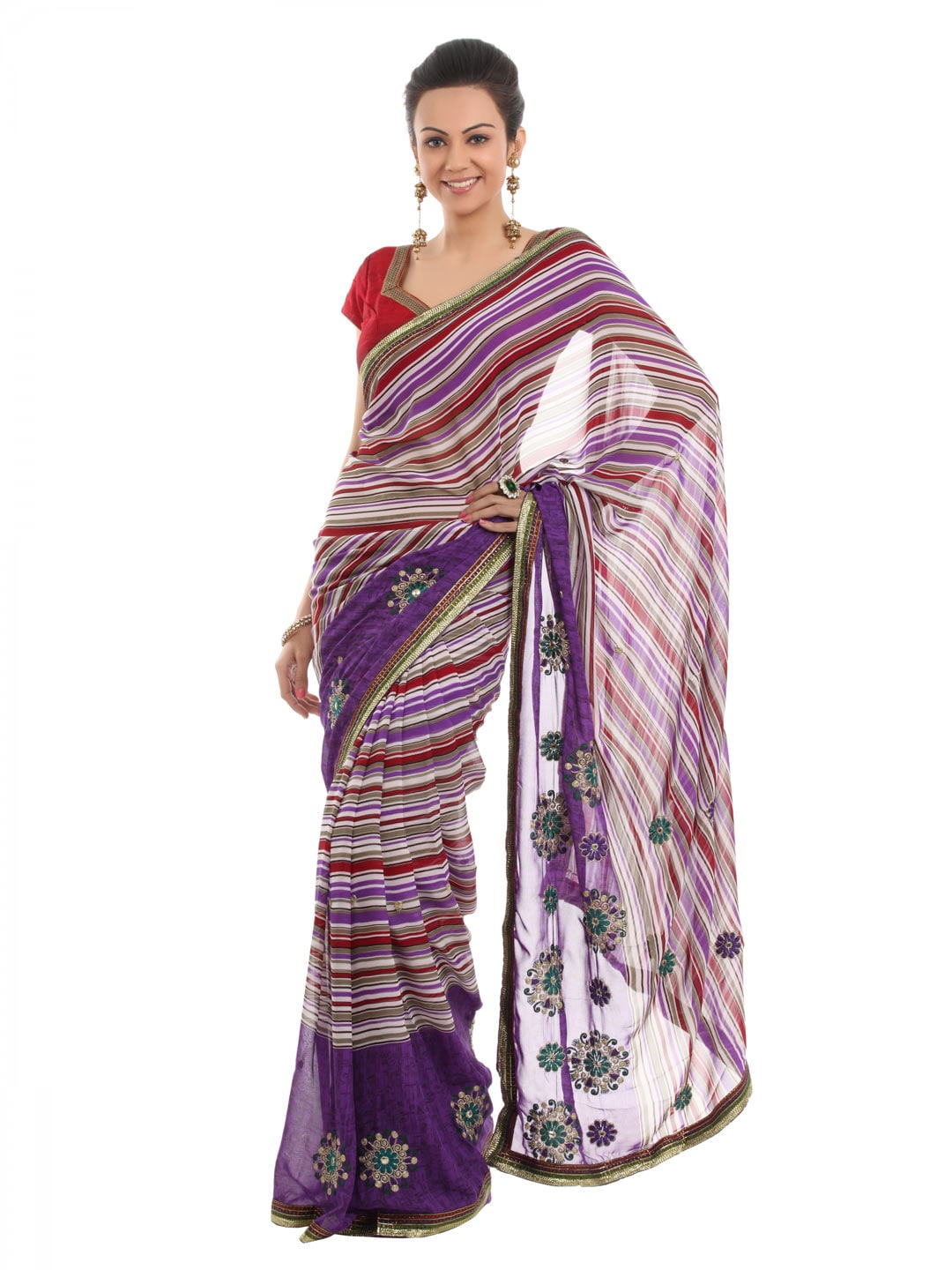 FNF Purple Printed Sari