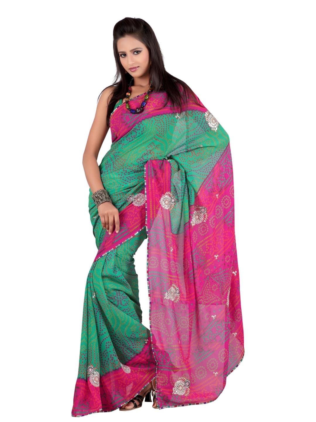 FNF Printed Green Sari