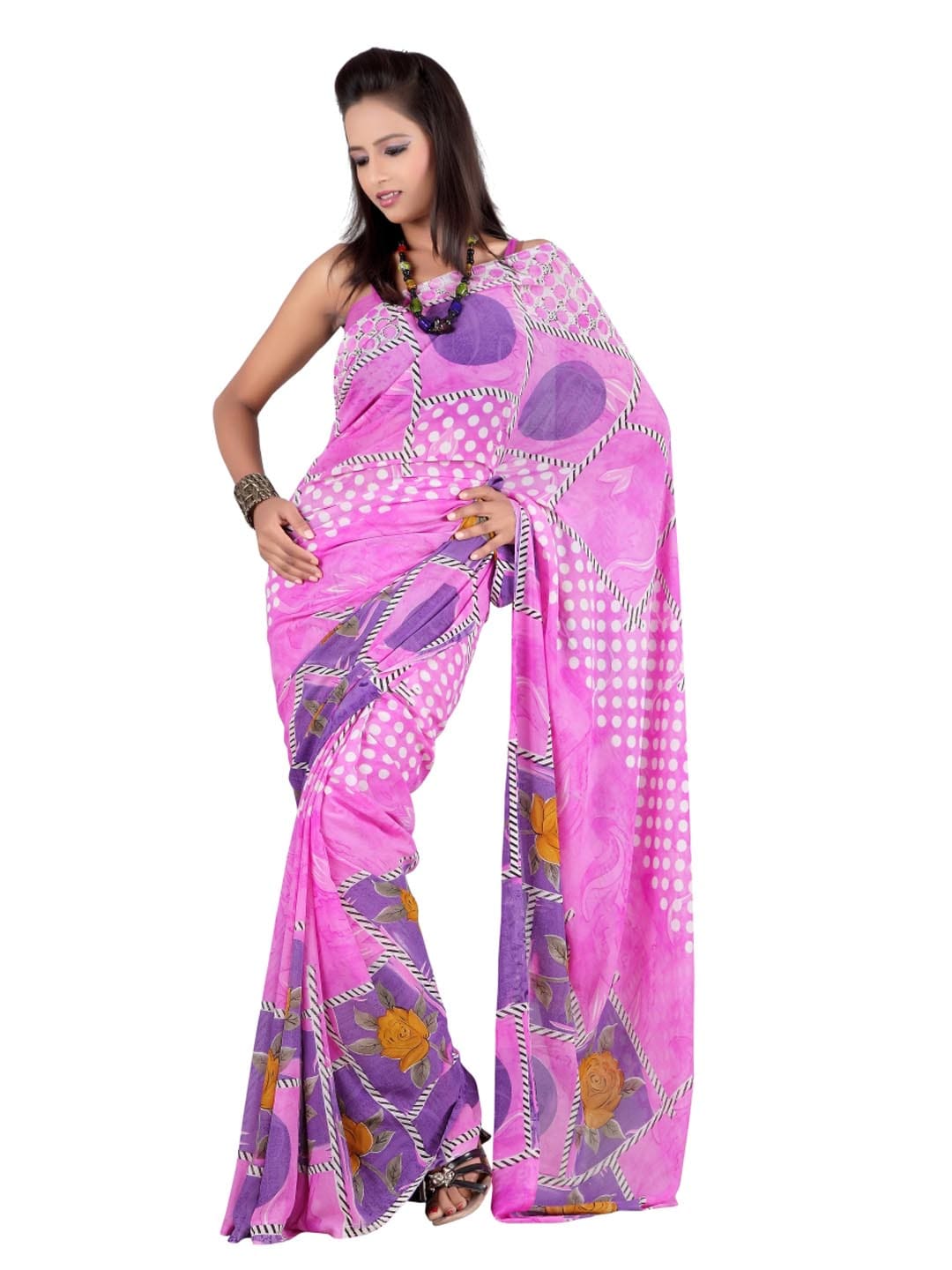 FNF Printed Pink Sari
