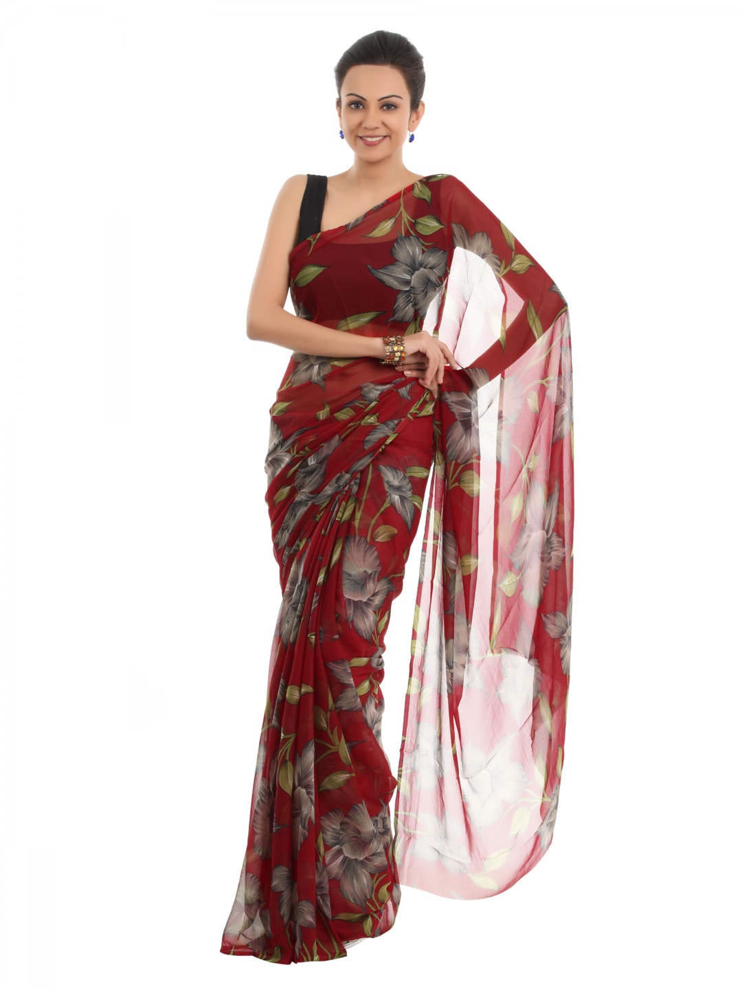 FNF Printed Red Sari