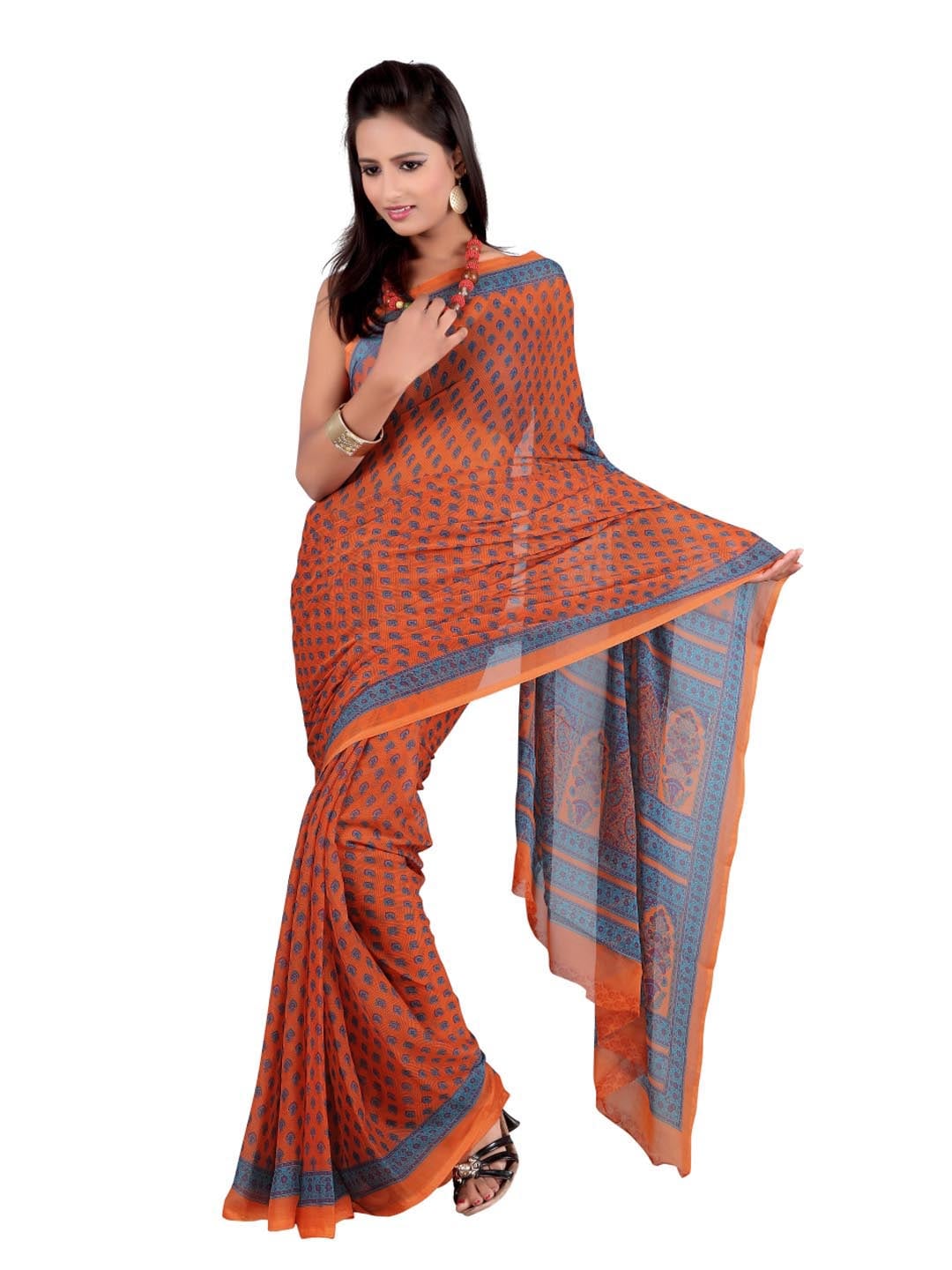 FNF Printed Rust Sari