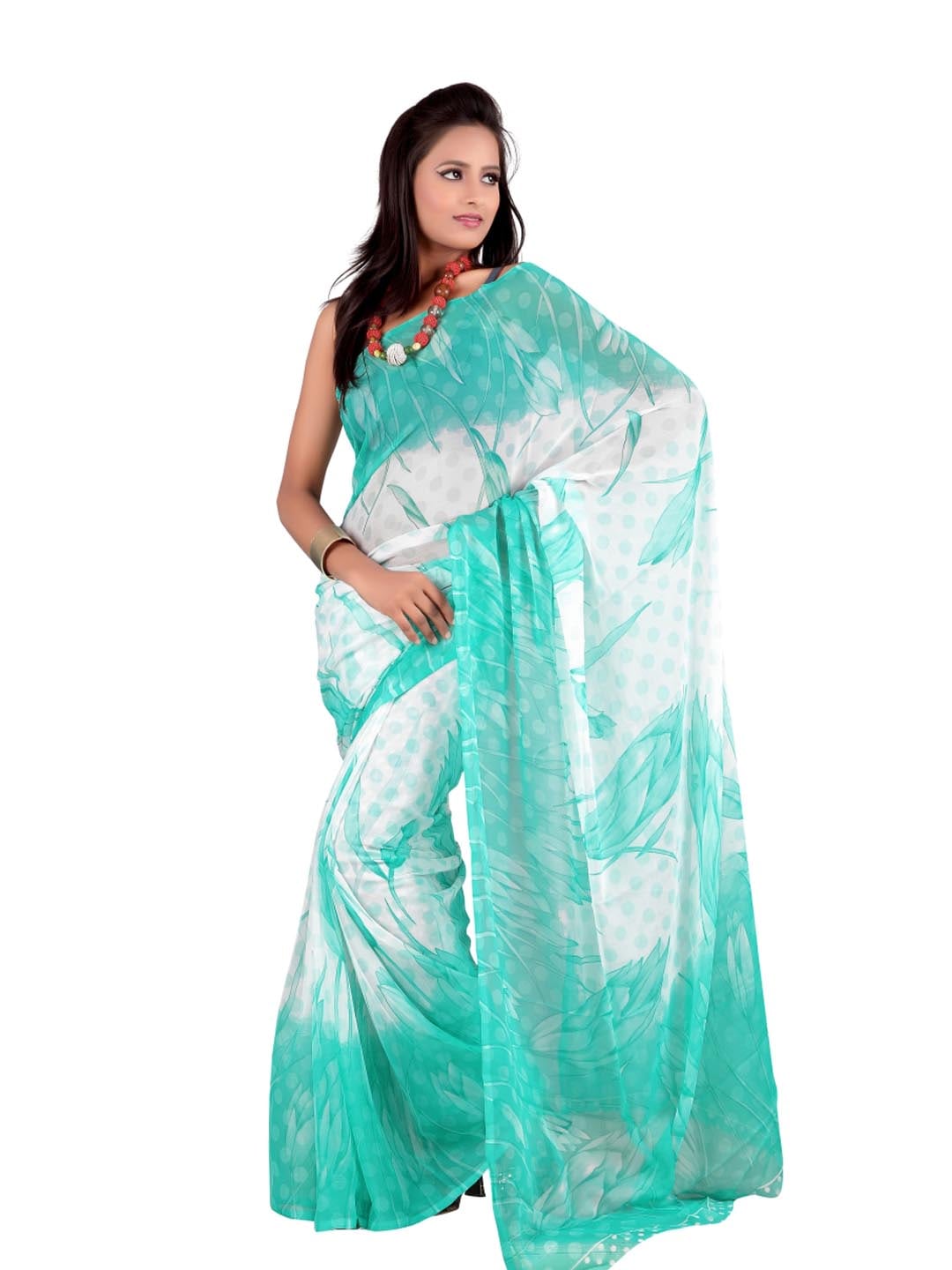 FNF Printed Seagreen Sari