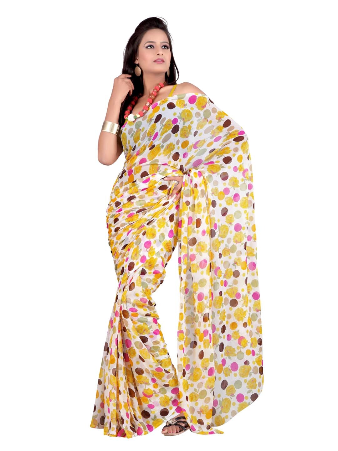 FNF Multi Coloured Printed Sari