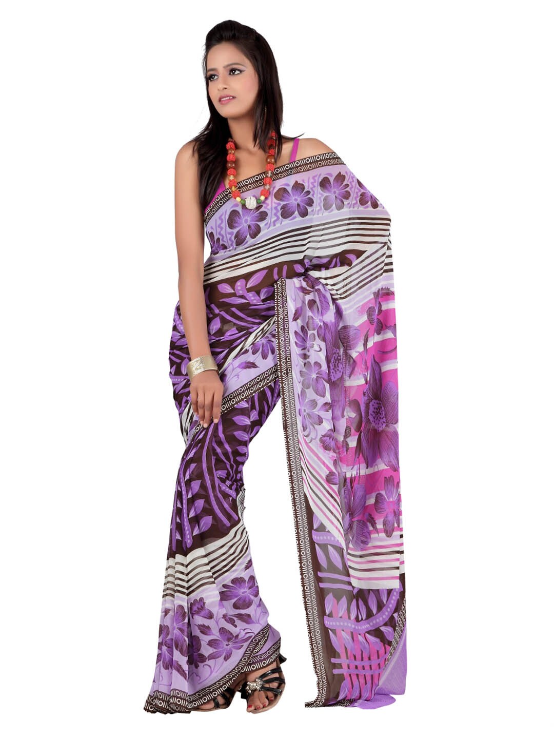 FNF Printed Purple Sari