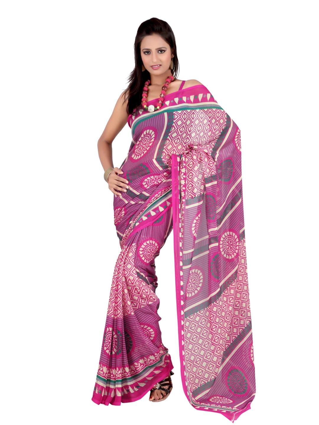 FNF Printed Pink Sari