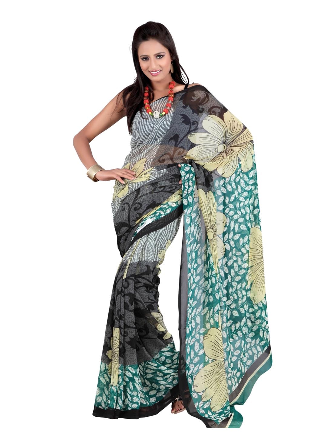 FNF Printed Black Sari