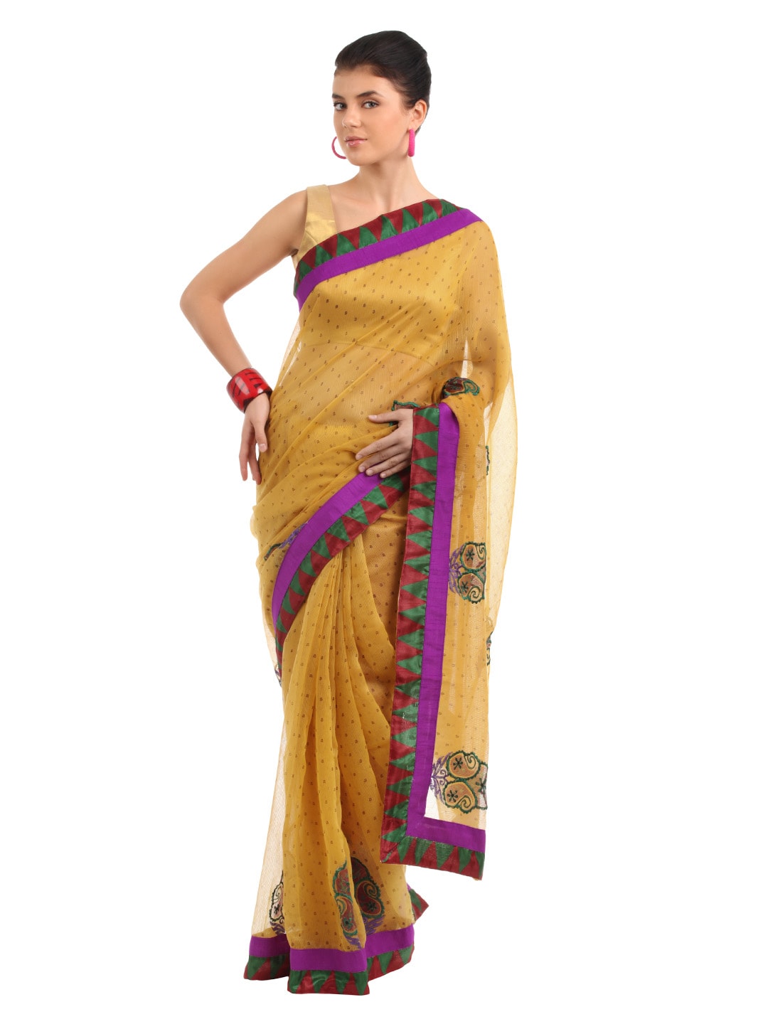 FNF Printed Mustard Sari