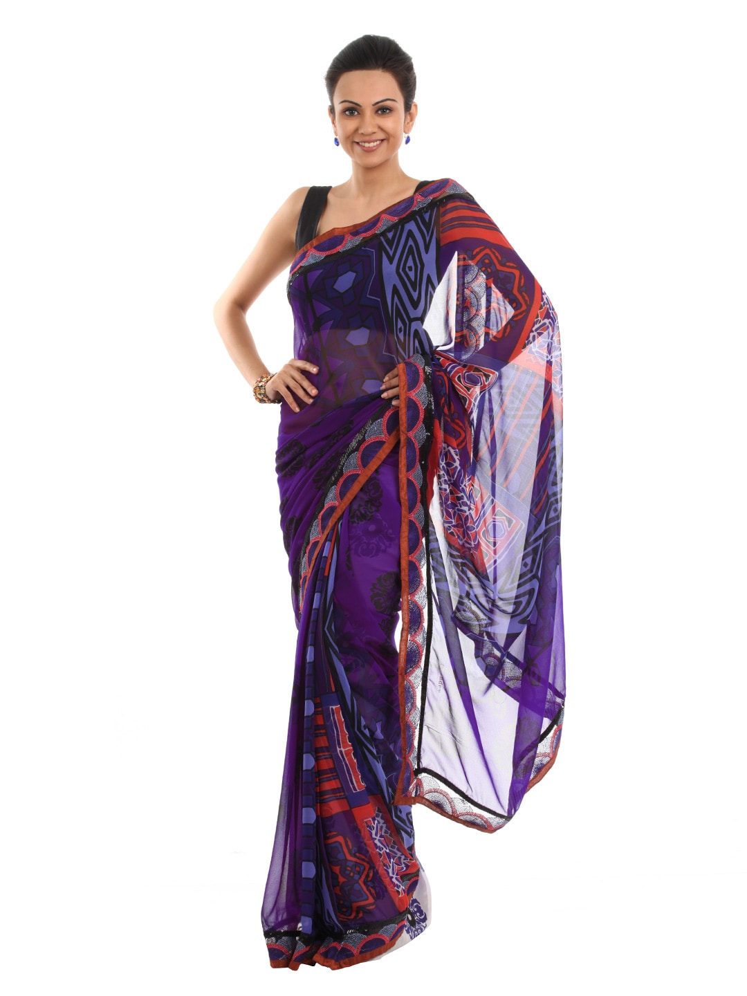 FNF Printed Purple Sari