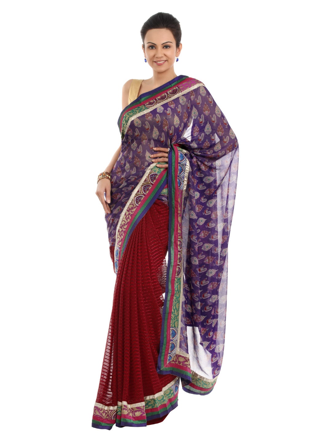 FNF Printed Purple Sari