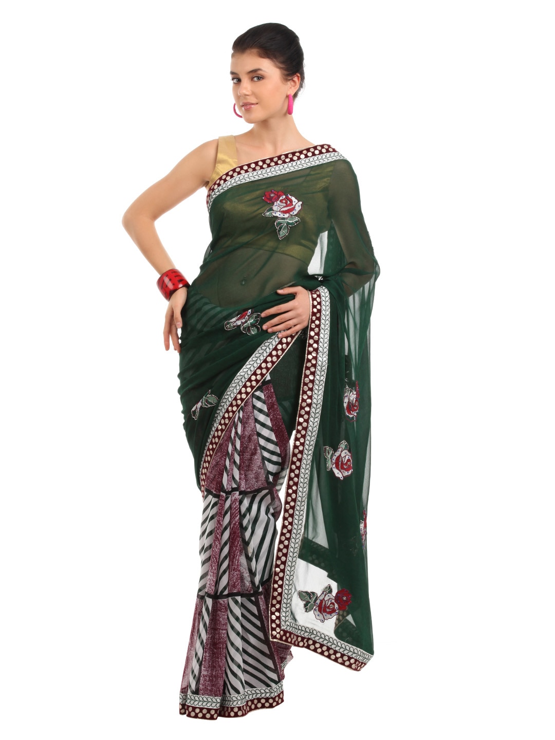 FNF Green Sari