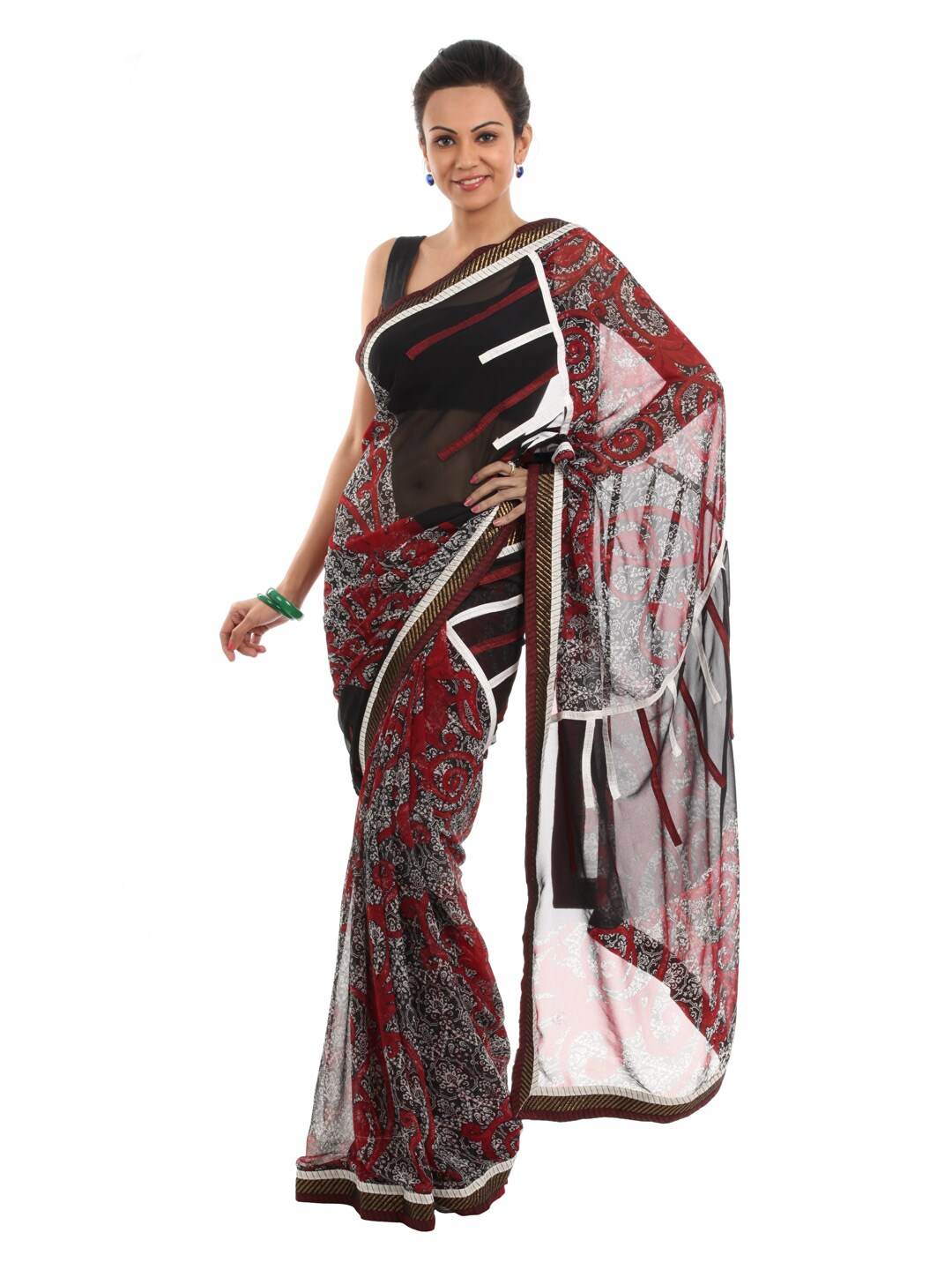 FNF Printed Black Sari