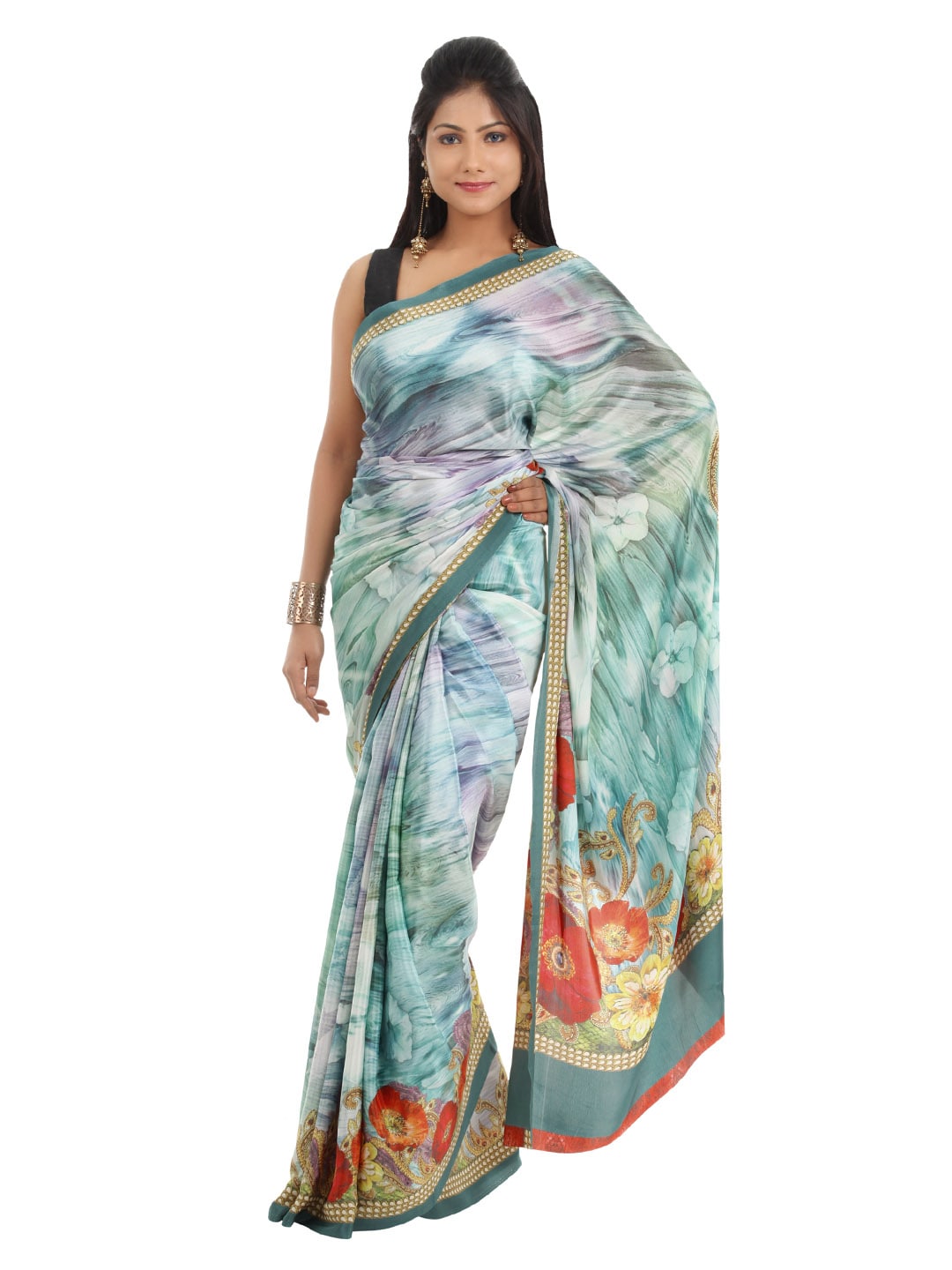 FNF Blue Printed Sari