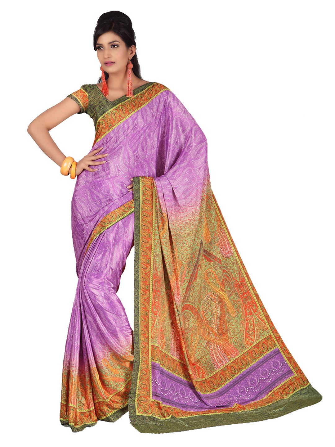 FNF Purple Printed Sari
