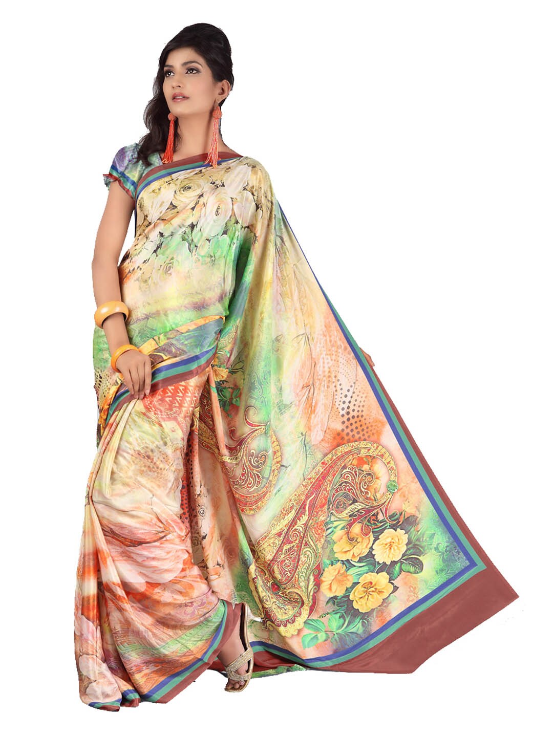 FNF Multi Coloured Printed Sari