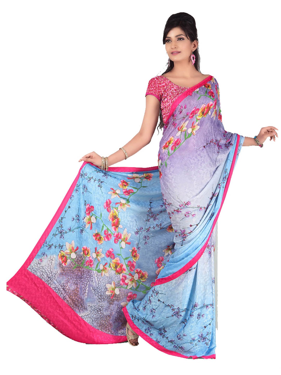 FNF Blue Printed Sari