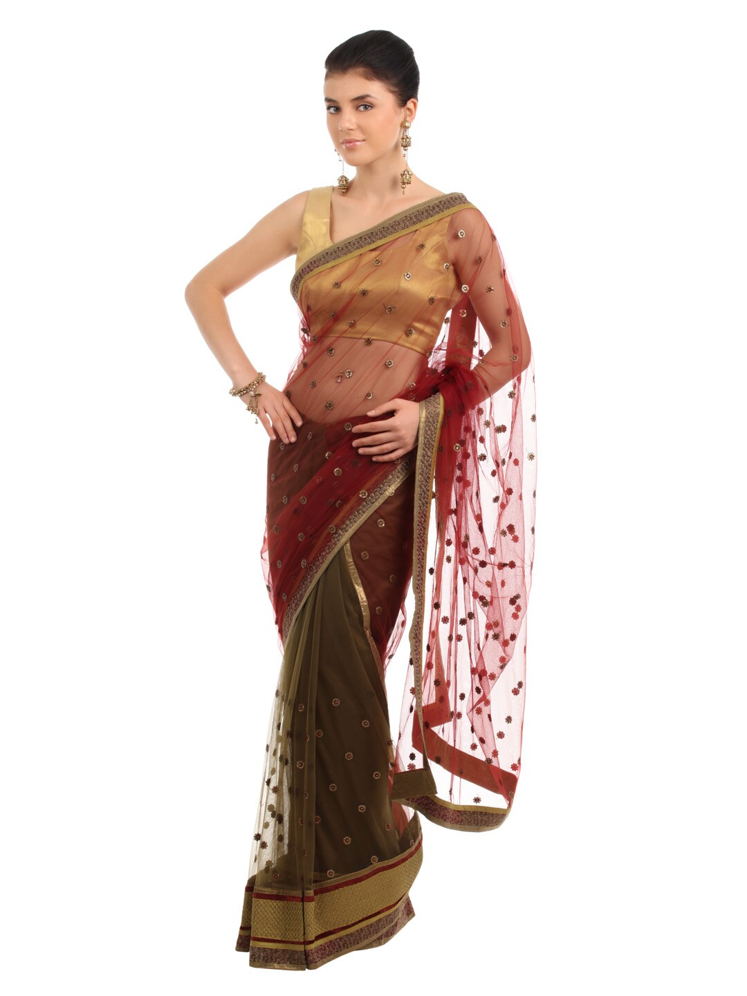 FNF Maroon Sari