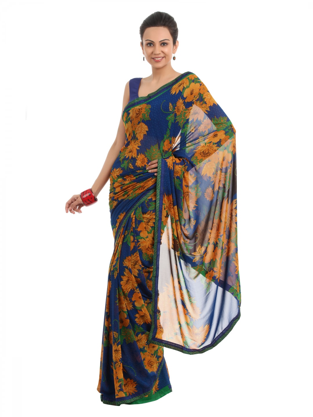 FNF Printed Blue Sari