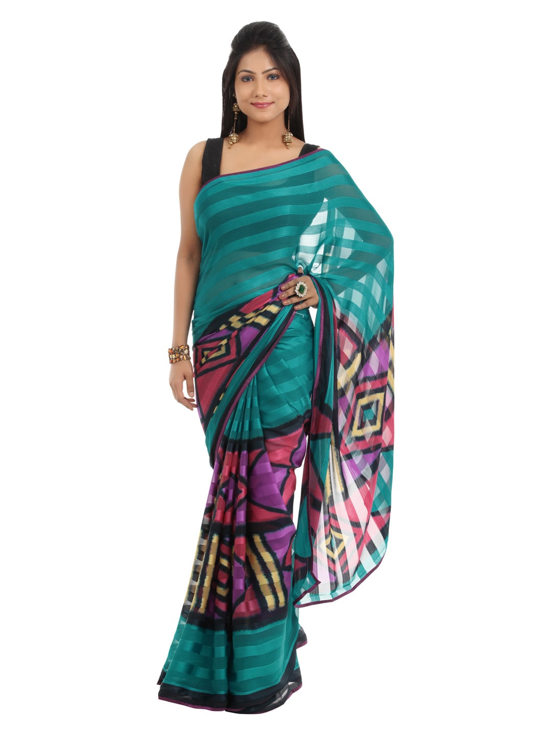 FNF Multi Coloured Printed Sari