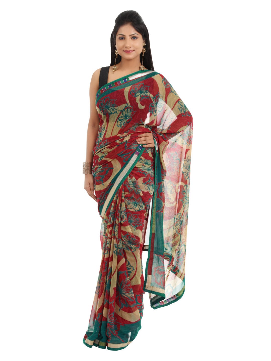 FNF Multi Coloured Printed Sari