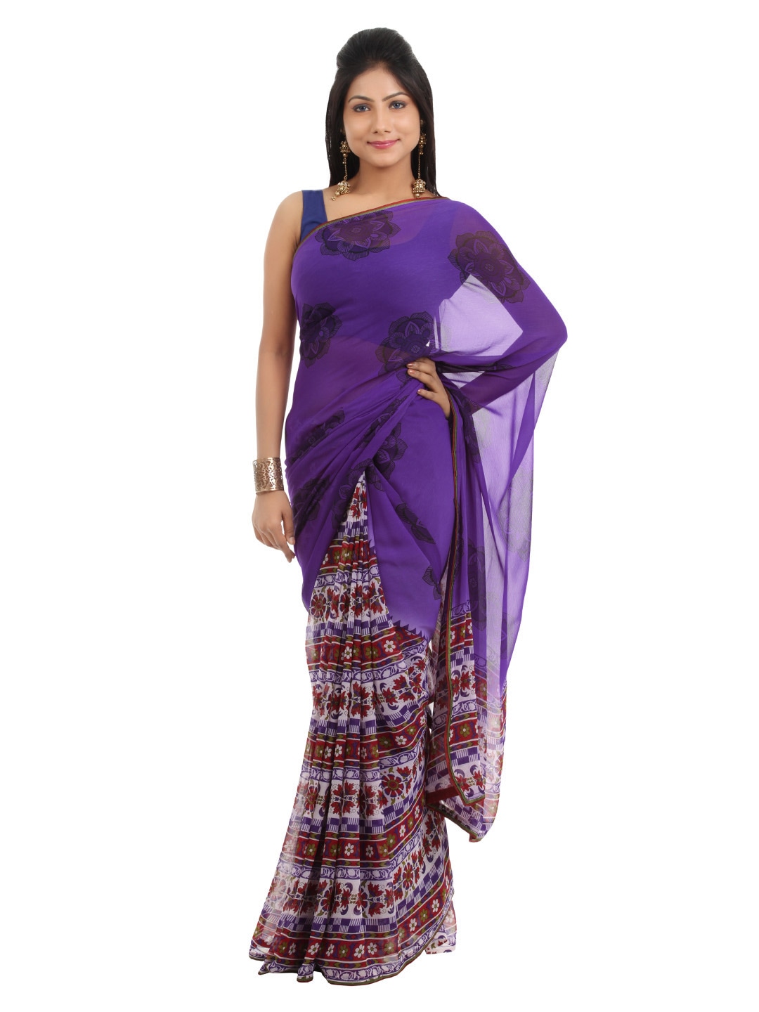 FNF Printed Purple Sari